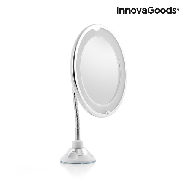 InnovaGoods Espejo de Aumento LED Brazo Flexible Ventosa Mizoom Espejo Maquillaje Espejo Aumento Mirror Espejo Pared