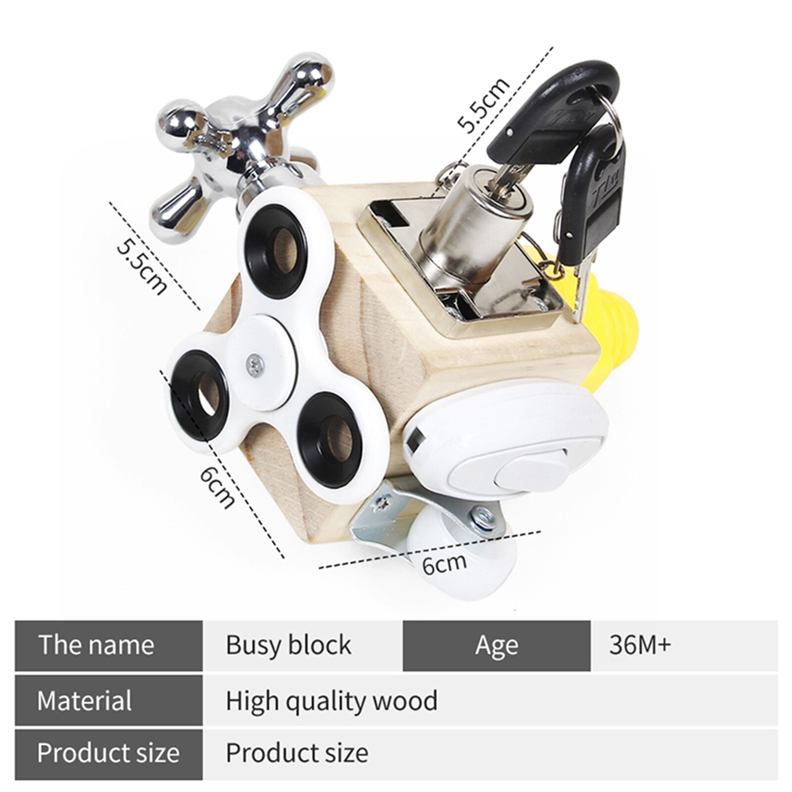 Drukke Kubus Lock Speelgoed Met Vingertop Spinner, All-In-One Houten Activity Centre Accessoire