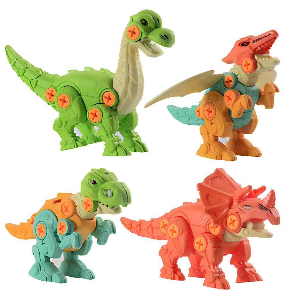 4PCS DIY Disassembly Dinosaur Toy Set Screw Nut Combination Early Educational Blocks Toys with Assemble Screw Toys for Kids