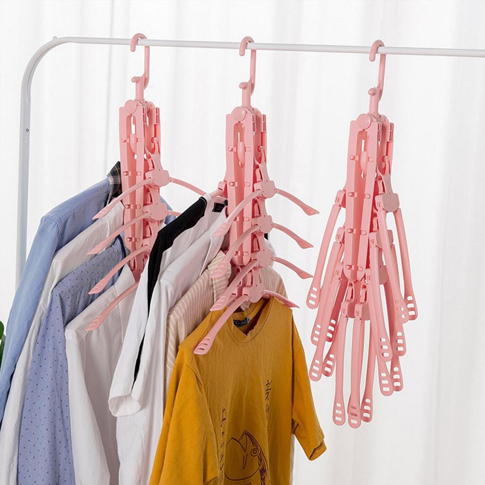 Multi-functional Plastic Foldable Clothes Hanger 8 In 1 Space-saving Wardrobe Rack Children Baby