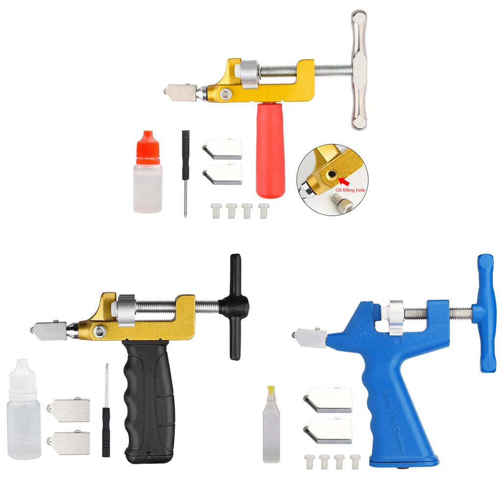 Household Hand Tool 2-in-1 Ceramic Tile Glass Cutter Manual Diamond Roller Oil Injection Mirror Cutting High-strength