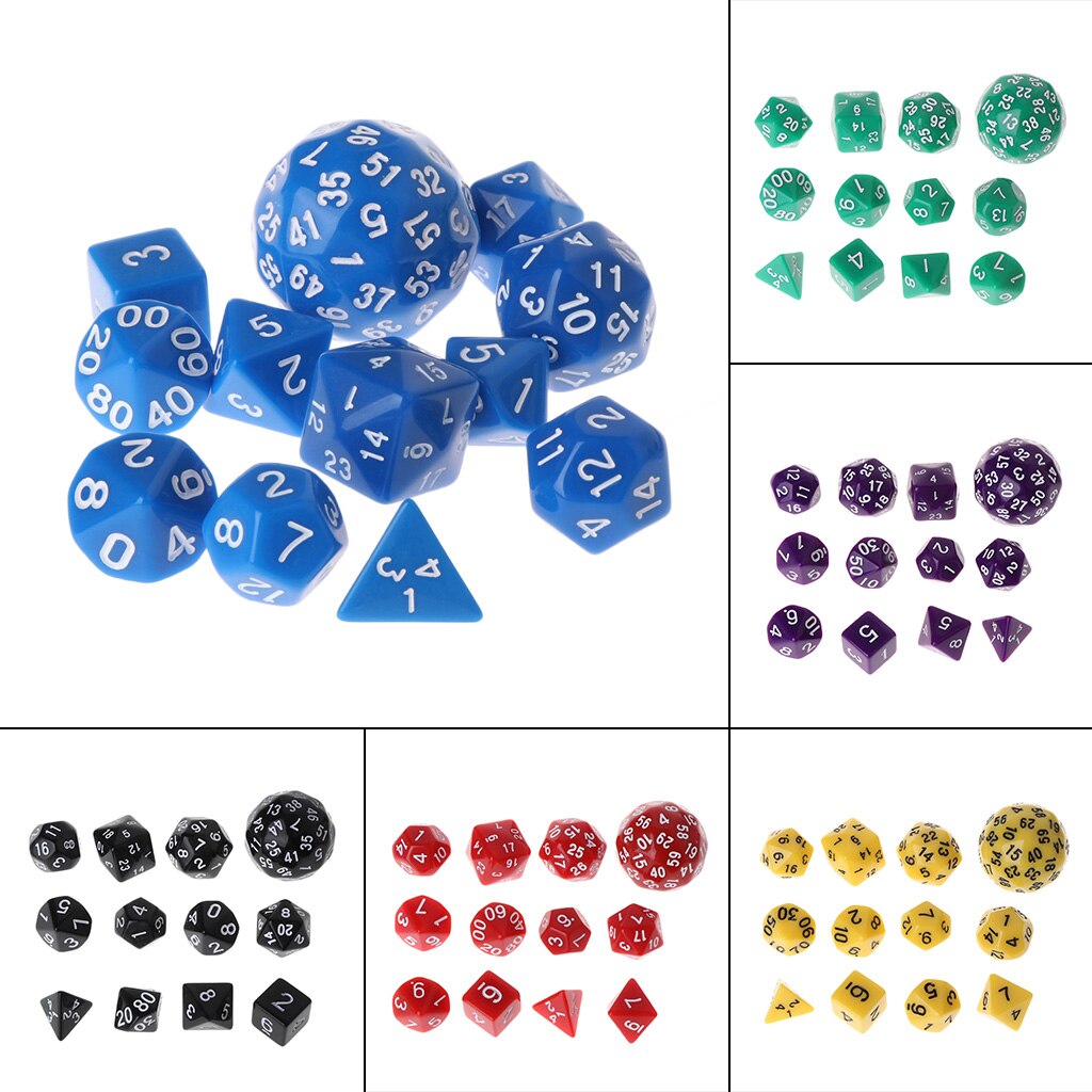 12pcs/Set Multi-sided Polyhedral Dice D4 D6 D8 D10 D12 D20 D24 D30 D60 Dungeons Multi-sided Dice