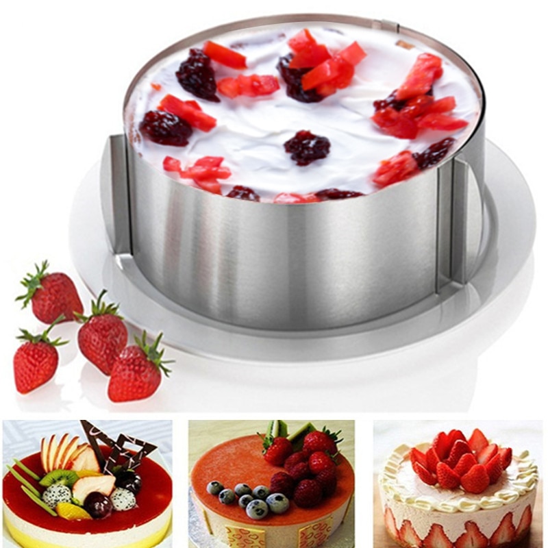 1Pc Verstelbare Mousse Ring 3D Ronde Cakevormen Rvs Bakken Mallen Keuken Dessert Cake Decorating Gereedschap