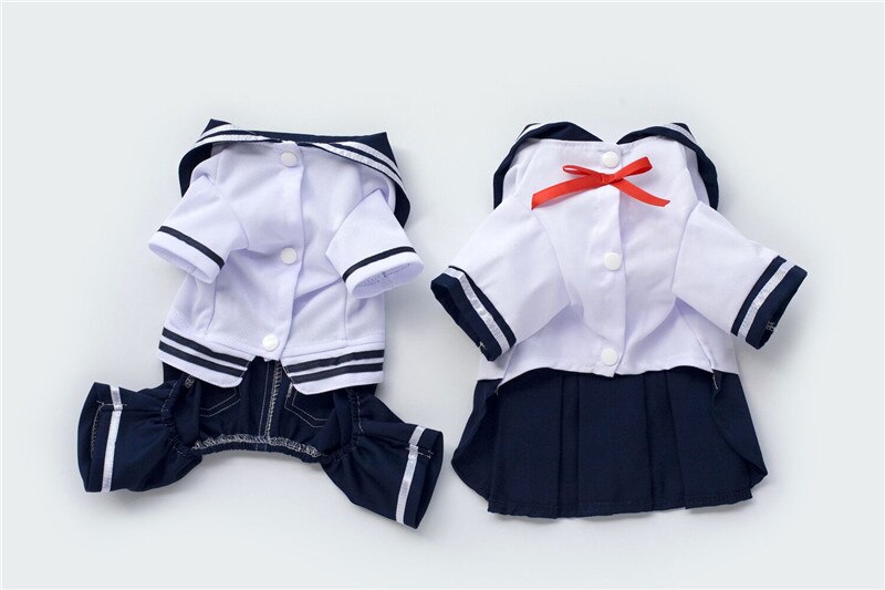 B71 pet dog clothes Navy style uniform dog skirt