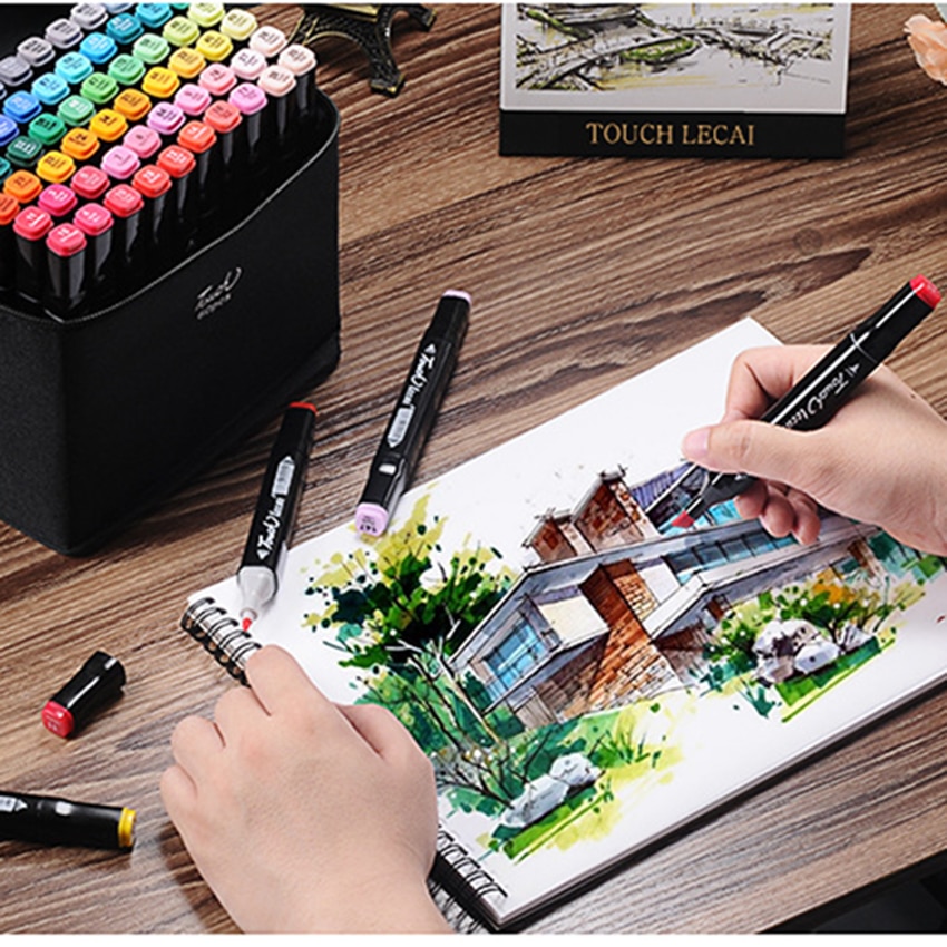 30/40/60 Colors Graphic Marker Pen Set Sketch Art Markers Double Headed Color Art Pens Paiting Pen with 4/5