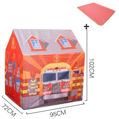 Kids toys tents Foldable Portable Boy Girl Princess Castle Indoor Outdoor Play Tents play mat Rug Playhouse For Child Best: orange tent with mat