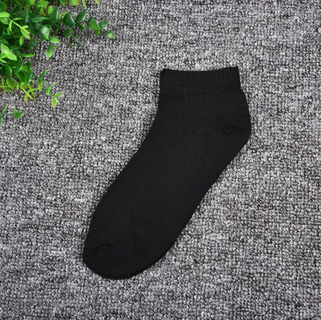 1 paar Sommer männer Solide betroffen Gittergewebe Socken Sport Socken Unsichtbar Atmungs Knöchel Socken Männer Dünne Stiefel Socken: Schwarz