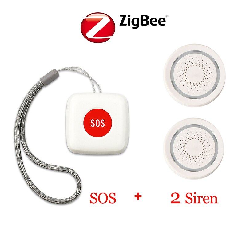 Tuya zigbee trådløs fjernbetjening sos knap alarm alarm nødhjælp alarm ældre og børn arbejder med zigbee gateway: 1 sos 2 sirene
