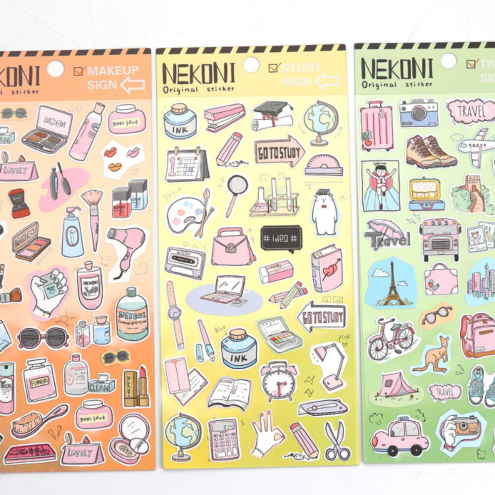 Paper Sport DIY Scrapbook Decorative Stickers Sports Dessert film cosmetic Stationery Travel series stickers For Kids 1pc