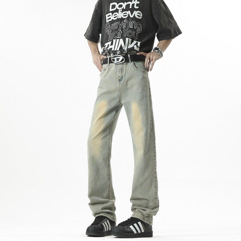 Plusstorlekar herr slim fit vintagejeans s-xxxxxl klassiska retro renfärgade skinny denimbyxor för vardagsbruk denimbyxor 5xl