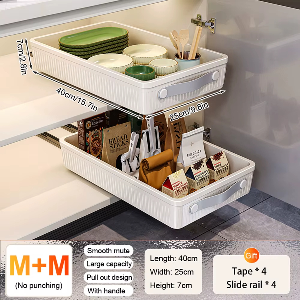 Kitchen Storage Racks Drawer 2 Kitchen Drawer Storage Shelves with Slide Rails ... – Vicedeal