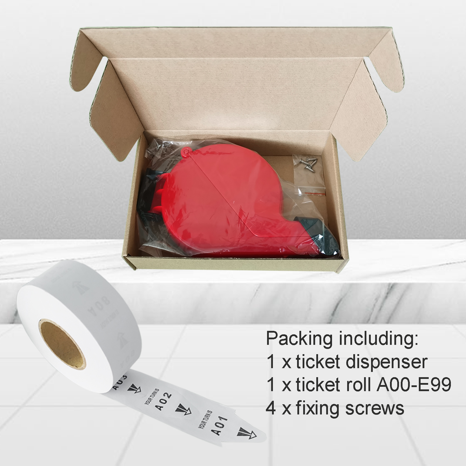 Ticket Dispenser Take A Number Machine with Paper Roll A00-E99 for Queue Management System Turno O Matic Lable Ticketing