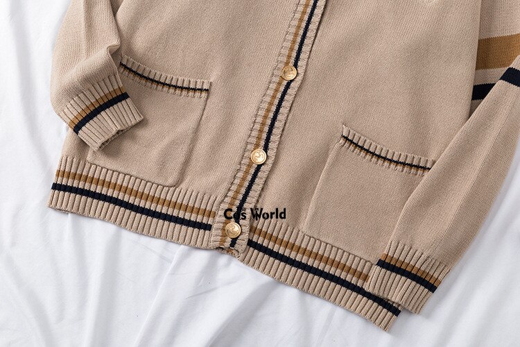 Shui Yuan Ding-cárdigan de punto de manga larga, suéter con cuello en V, prendas de vestir para uniforme escolar JK DK, ropa para estudiantes, primavera y otoño