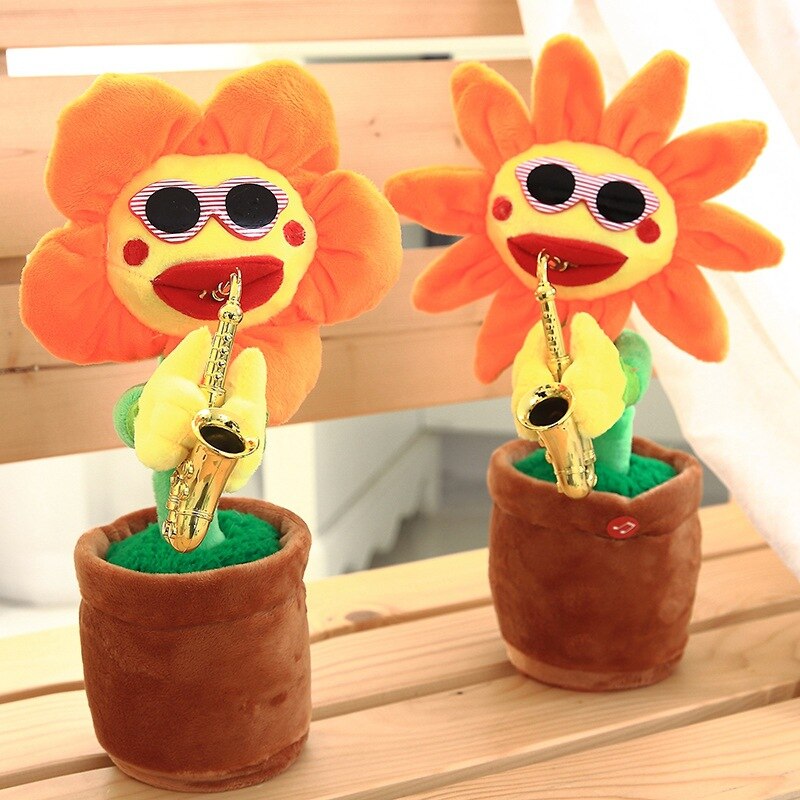 Small Music Baby Sunflower Sun Flower Enchanting Flower Saxophone Dancing And Singing Electric Magical Funny