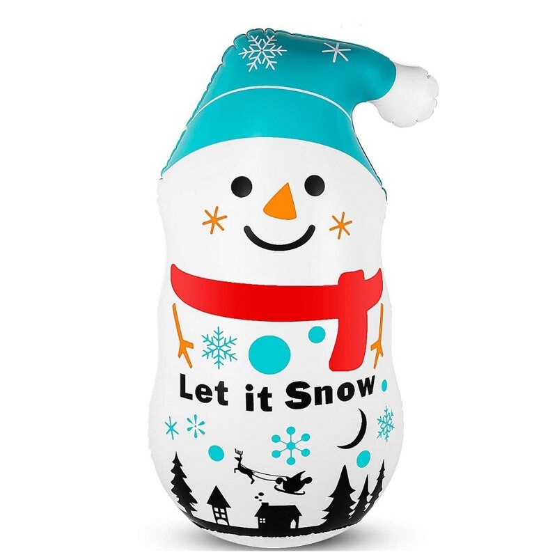 Foldable Cute Cartoon Snowman Christmas Inflatable Tumbler PVC Santa Decoration BX0D
