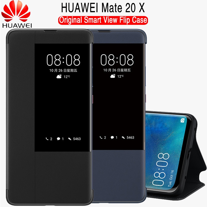 Huawei mate 20 x etui original officiel huawei mate 20 x flip cover cover smart view vinduesbeskyt stativ huawei mate 20x case