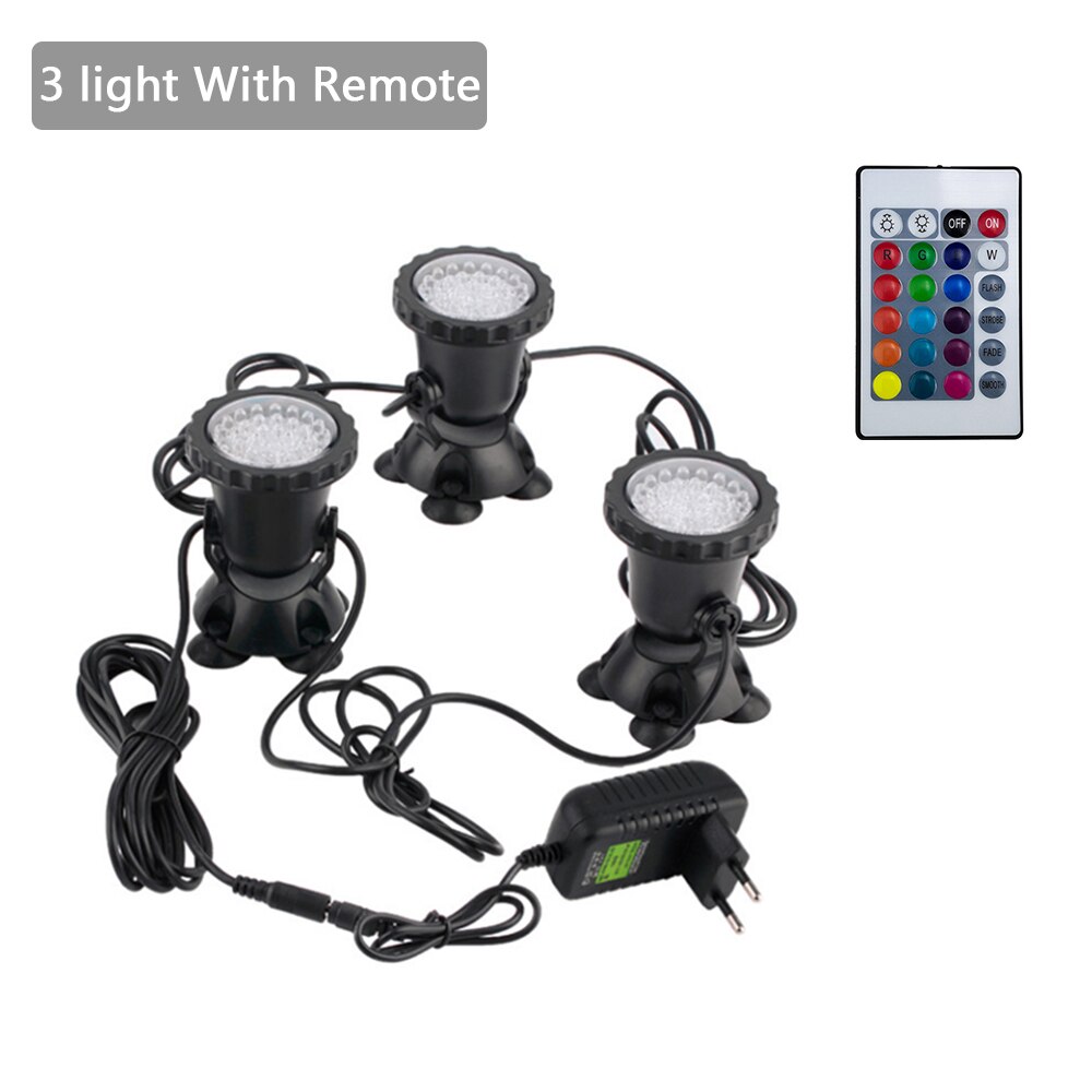 Luz LED subacuática RGB IP68, lámpara de acuario impermeable, 36LED, luz de punto de paisaje para piscina, tanque, fuentes, estanque de agua: Blanco / 11-15 W