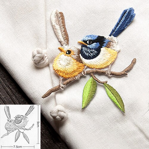 Vogel met Bloem Ijzer op Patches voor Kleding Borduren Applique DIY Hoed Jas Jurk Accessoires Kleding Sticker Strepen Badge: 13