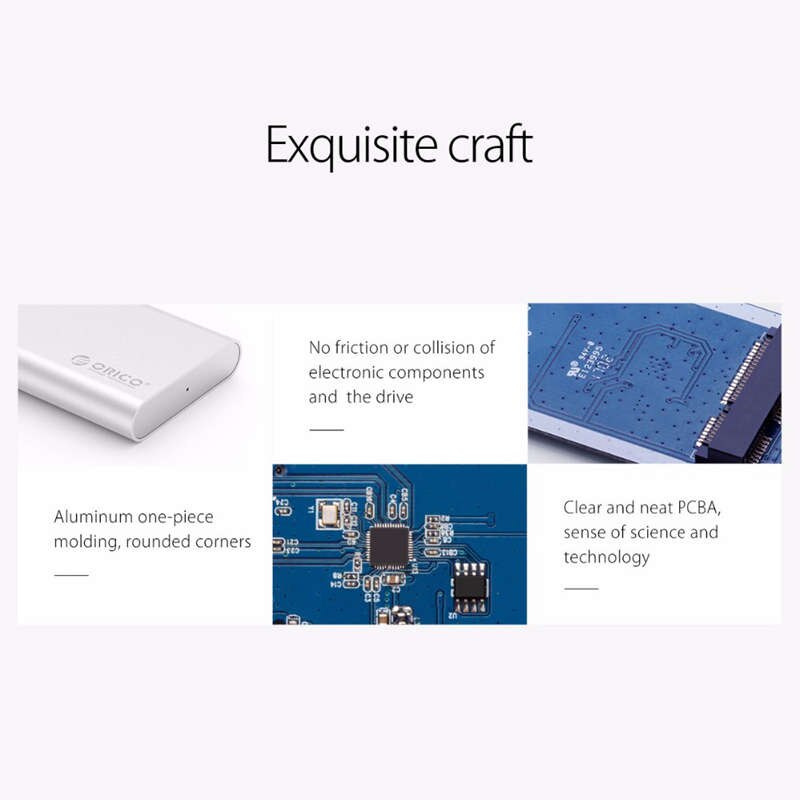 Orico Aluminum Mini Msata Ssd Enclosure Hdd Case Usb 3.0 5Gbps High-Speed Screw Fixing Hard Driver External Storage Box