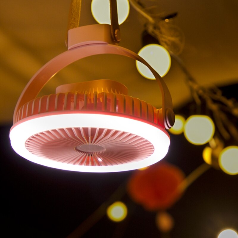 7in Ceiling Fan 3-Speed Hanging Fan with LED Lamp 2 in 1 USB Charging Ceiling Fan 2400mAh for Teacher Student