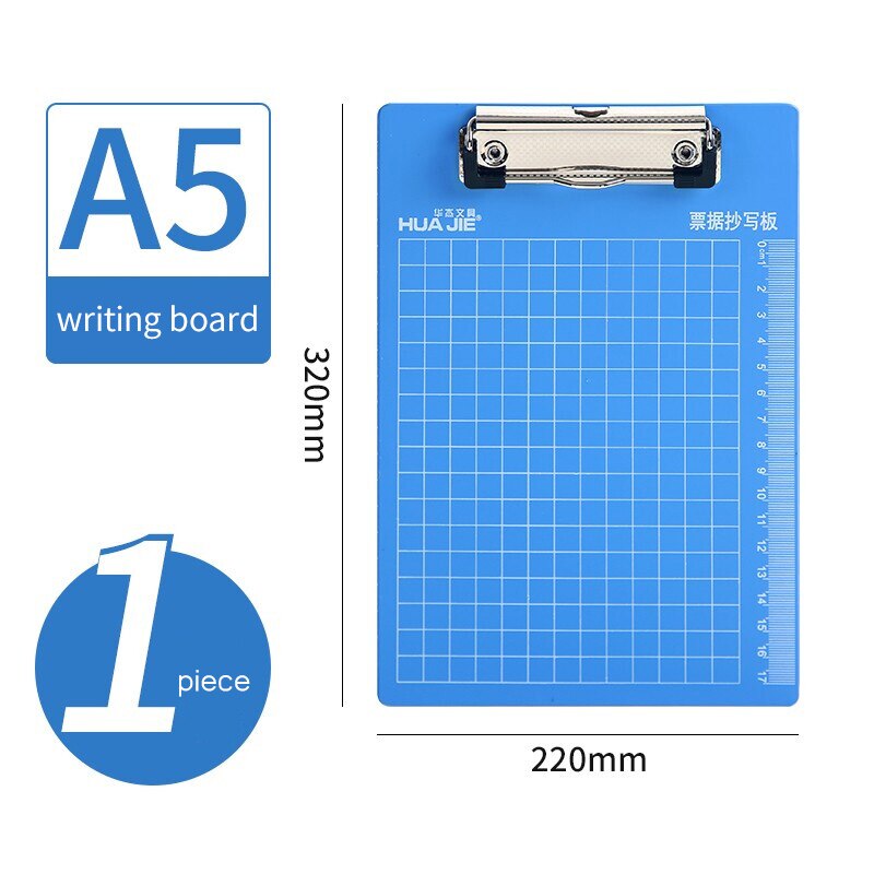 Gennemsigtig  a4 skrivebræt tegnebræt simpel udklipsholder papirclips mappe rapportmappe studerendes kontorartikler  h3109b: A5
