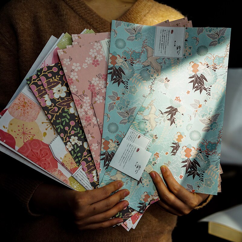 Vintage japonés estilo 24 Uds papel de carta 12 Uds sobre conjunto dibujo tarjetas de felicitación Scrapbooking de boda invitaciones