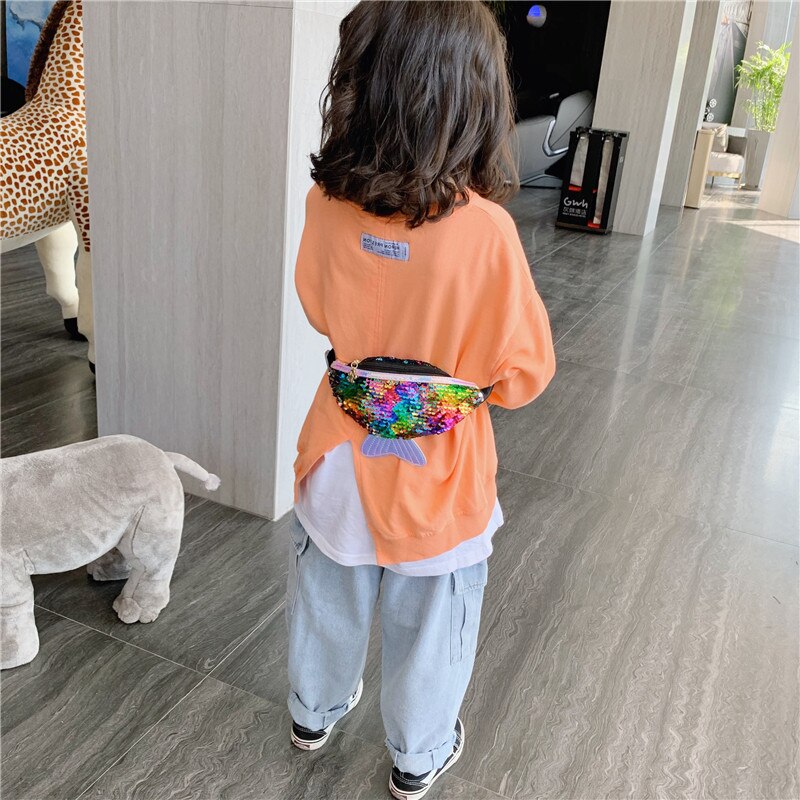 Mode Kinderen Meisjes Sequin Taille Packs Borst Coin Bag Telefoontasje Enkele Schoudertas Taille Zakken
