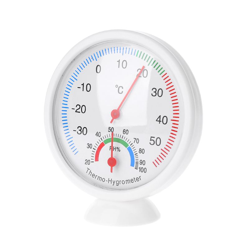 Indoor Outdoor Thermometer Humidity Meter Clock-shaped Temperature Hygrometer