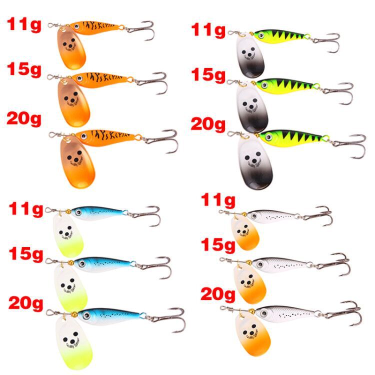 Cuillères à leurres de pêche à la traîne, appâts ménés de type cuillère, Wobbler en métal pour la truite, Wobbler, truite, 11G 15G 20G