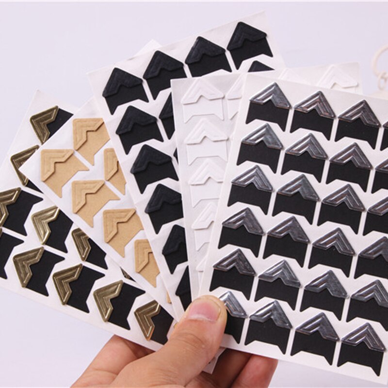 24 Stks/partij Diy Vintage Hoek Kraftpapier Stickers Voor Fotoalbums Frame Decoratie Scrapbooking