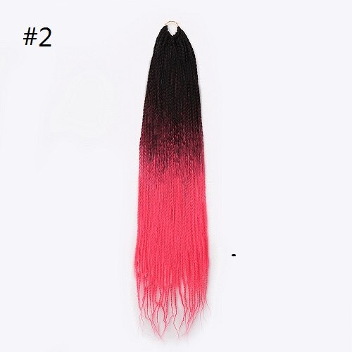 Extensions de tresses synthétiques au Crochet ombrées, 24 pouces, en fibres résistantes à la chaleur, 24 racines/paquet, style rose et bleu, Expo City: n ° 2 / 6 Pcs/Lot