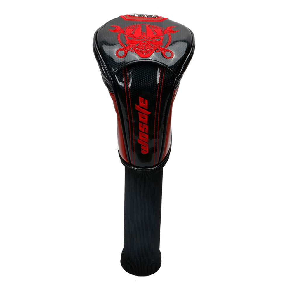 Golf Club Headcovers 1# Driver 3# 5# Wood # Hybrid Cover PU Leather with red Skull embroidery Head Covers: 1 driver