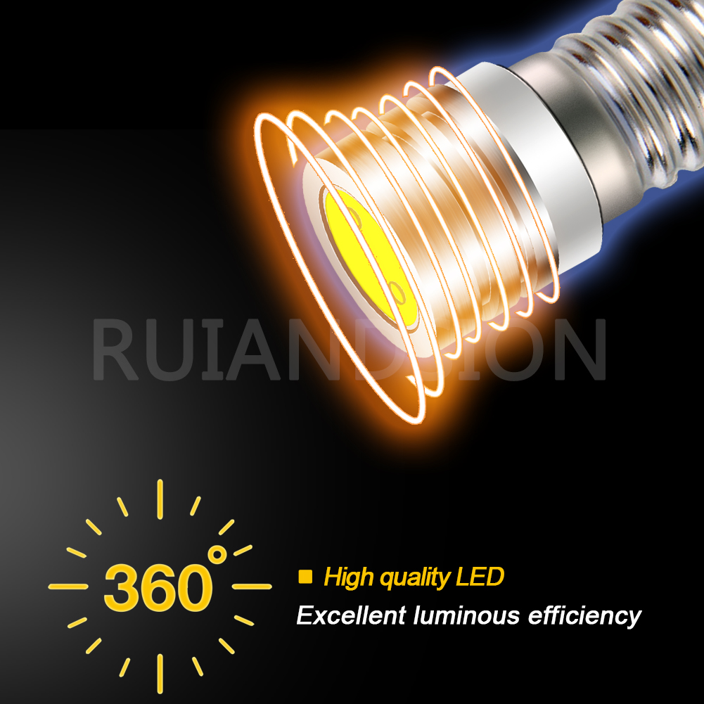 10 Uds 2W COB E10 LED 6000K bombilla de instrumento Industrial DC3V 6V 12V bombilla iluminada plana indicador blanco bombilla de máquina E10