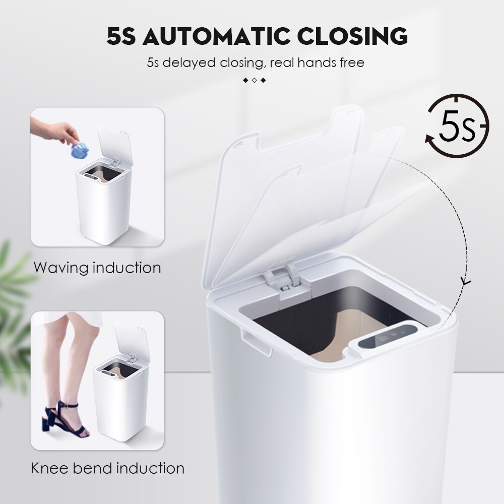 Elektrisk automatisk sensor 12l stor kapacitet skraldespand til hvidt køkken badeværelse smart toilet skraldespand skraldespand