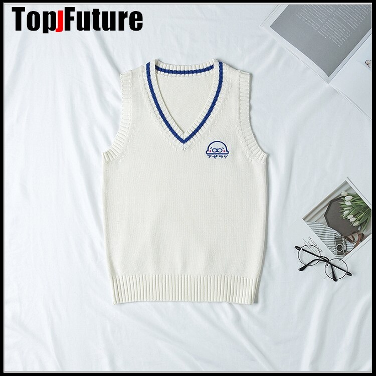 WOMEN Japanese girl's Knitted Vest cute versatile sweater school Uniform Cardigans Baby seal embroidery sweater: XS