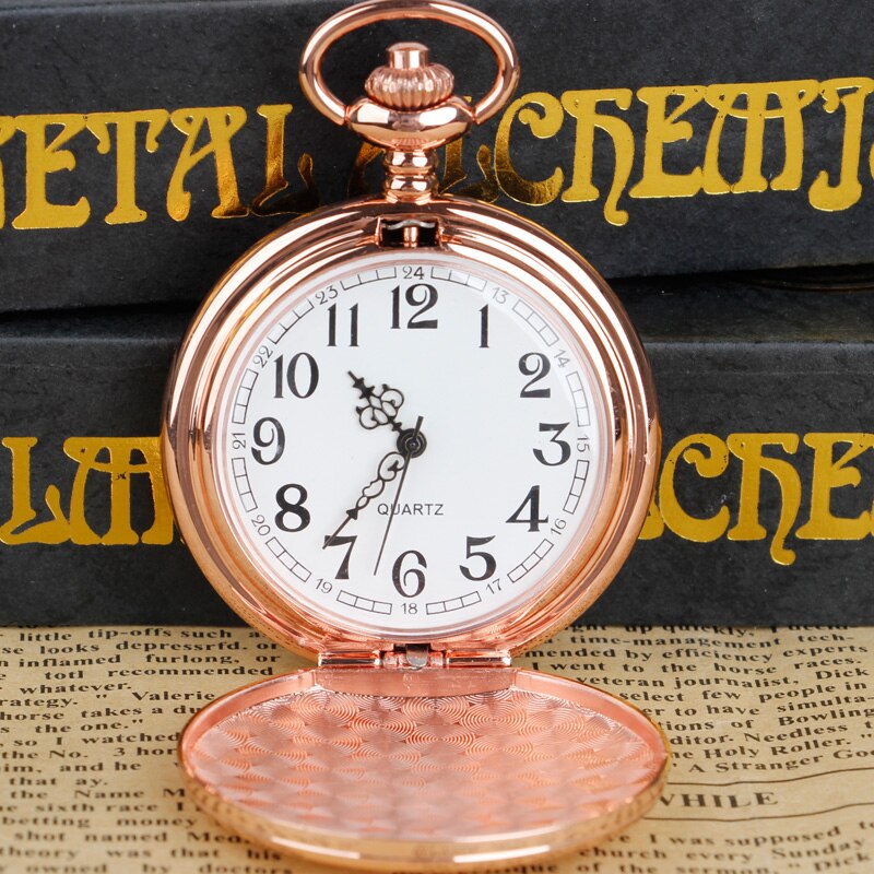 Case Quartz Pocket Watch Chain Stainless Steel Smooth Face Classic Pocket Watches For Men Women