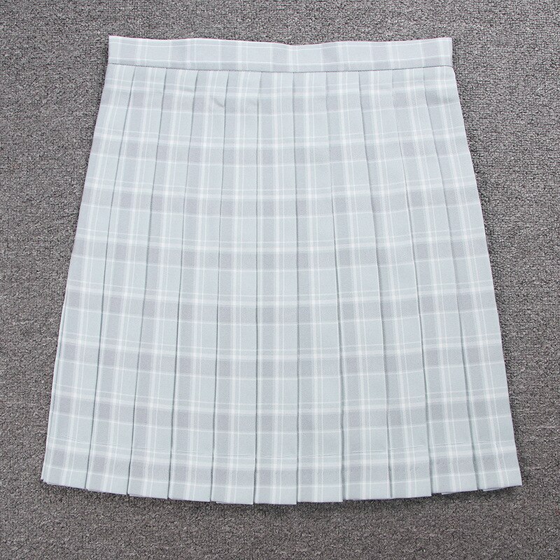 Falda de cuadros gris mágica falda de uniforme escolar faldas cortas de algodón con bolsillo para mujer