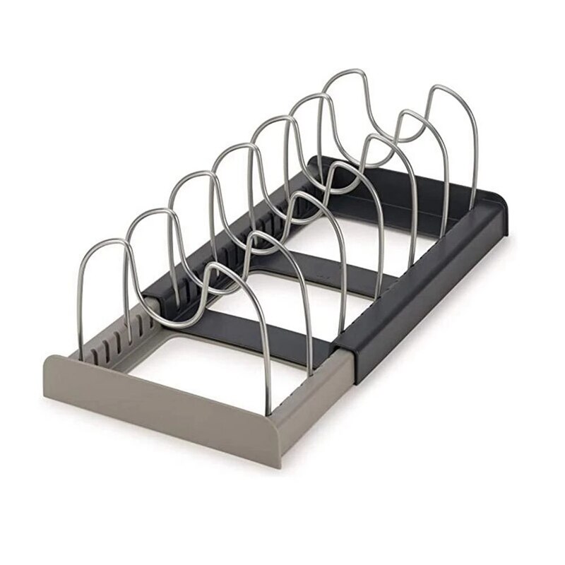 7 Dividers Stainless Steel Kitchen Pot Lid Holder Expandable Pan Organizer Rack Drawer Type Adjustable Utensils Organize: Default Title