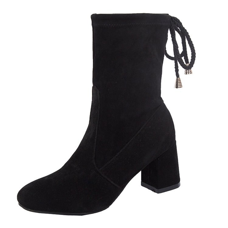 Chaussures de marche pour femmes, bottes solides à talons courts et épais, bottines d'automne et d'hiver pour femmes, chaussures d'extérieur, taille 34-43: Noir / 7