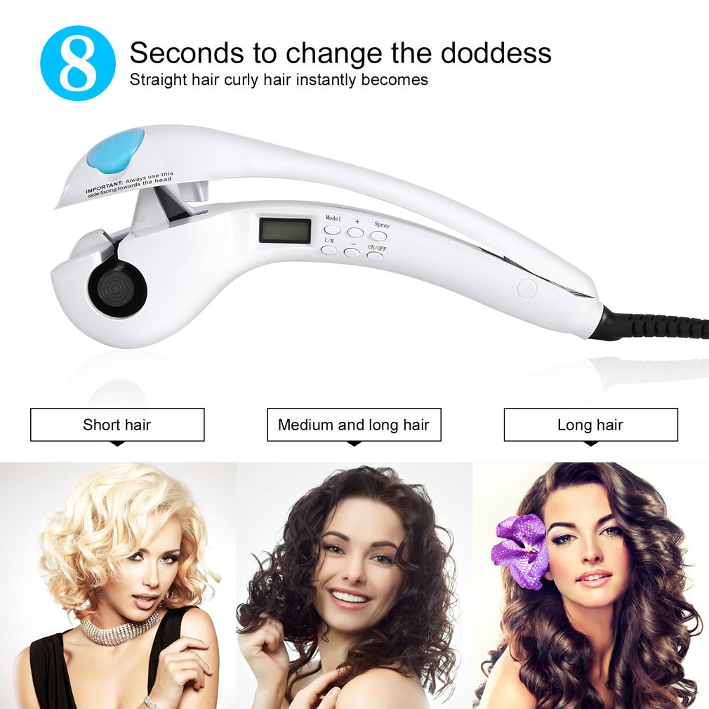 Automático spray curlers vapor líquido lcd temperatura curling ferro não machuca rolos de rolos de cabelo plasticst eleger