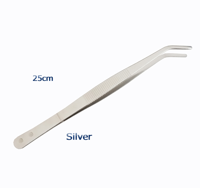 Garneer Tang Rvs Tang pincet met precisie gekartelde tips: 25cm Silver