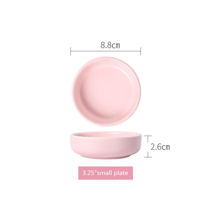 2 Colors Porcelain Dinner Plate Set Ceramic Tableware Food Dishes Rice Salad Noodles Bowl Soup Family Hotel Kitchen Cook Tool: 3.5 pink small plate