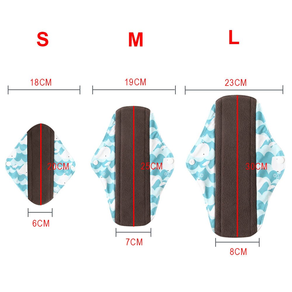 10 stk (3s+4m+3l) genanvendelige bambus kul bind bind menstruationsbind vaskbart trusseindlæg feminin hygiejne barsel med en taske