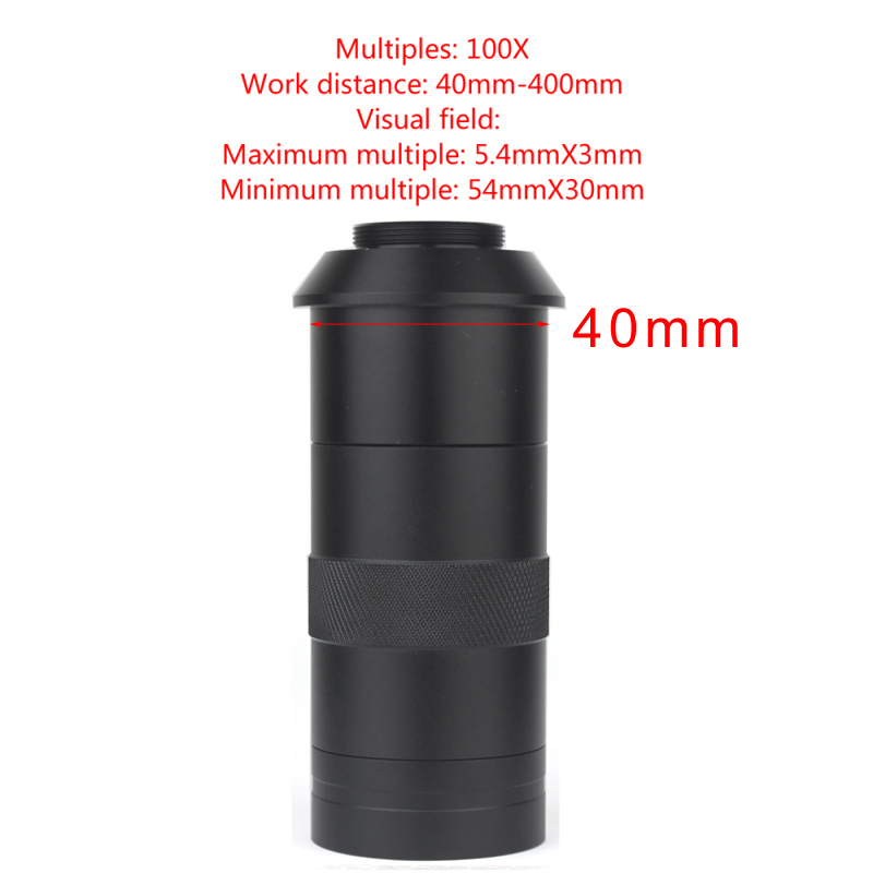 Adjustable Magnification 100X 130X 180X 200X 300X 360X 500X Zoom C Mount Lens For HDMI VGA USB Industry Video Microscope Camera: grey