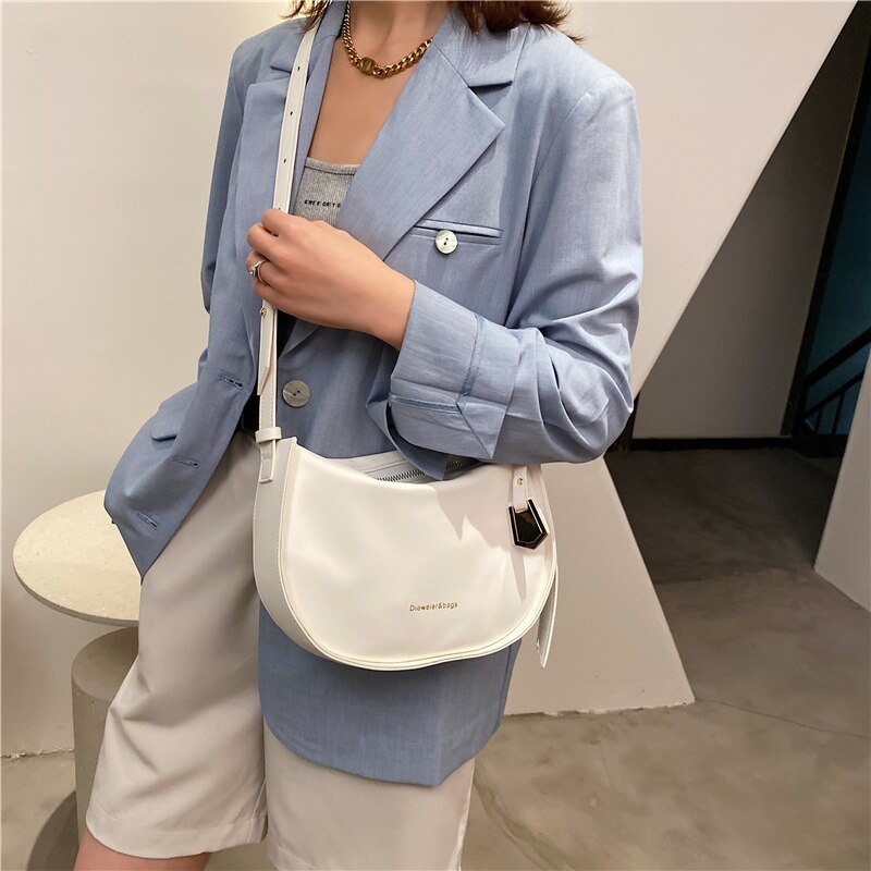 Casual Solid Color Small Crossbody Bags for Women Simple PU Leather Letter Shoulder Bag Ladies Purses and Handbags