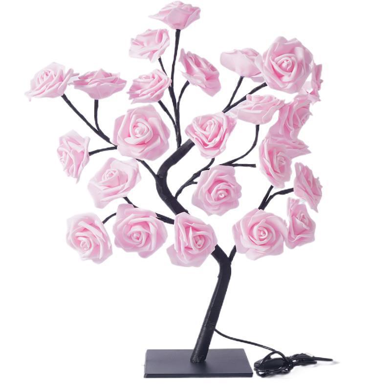 24 LED hoja de arce Hada luz flor árbol lámpara de mesa Rosa luz de noche USB operado para boda decoración de Halloween: orange