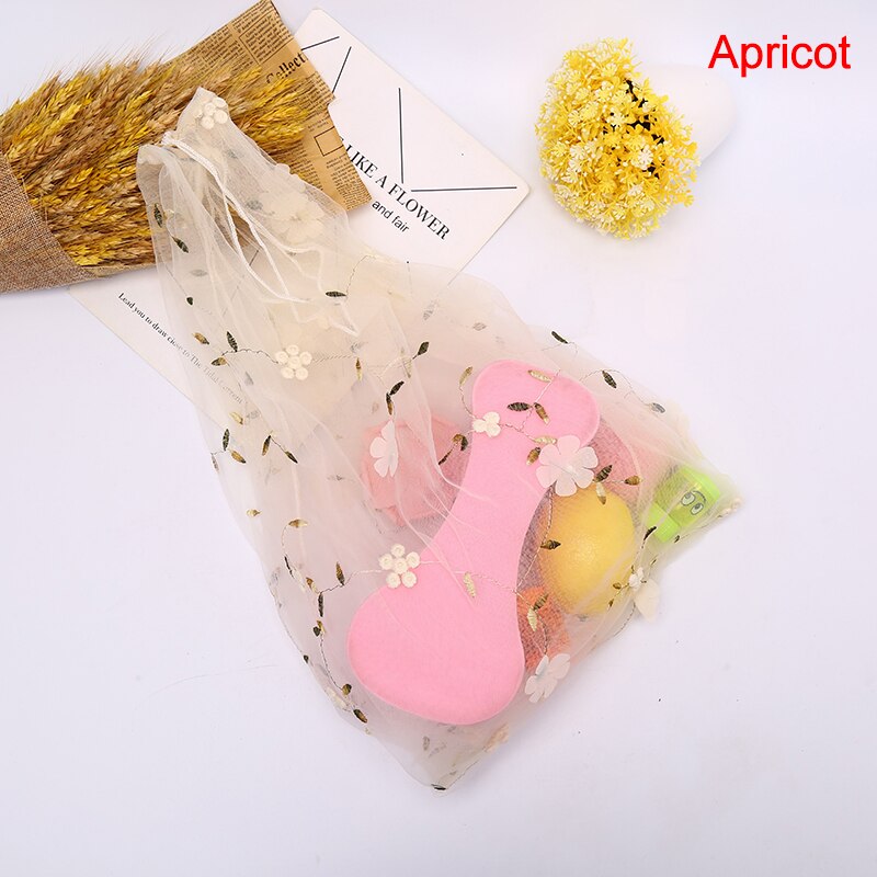 Kobieta rękojeść w kwiaty torebka organzy Tote siatka torby na zakupy torebka damska: morela