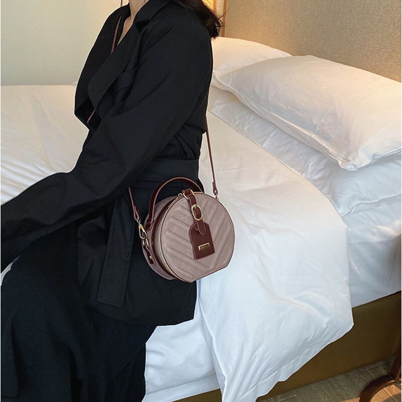 Sac à main rond en cuir PU pour femmes, à épaule, petits sacs à épaule, Mini fourre-tout,