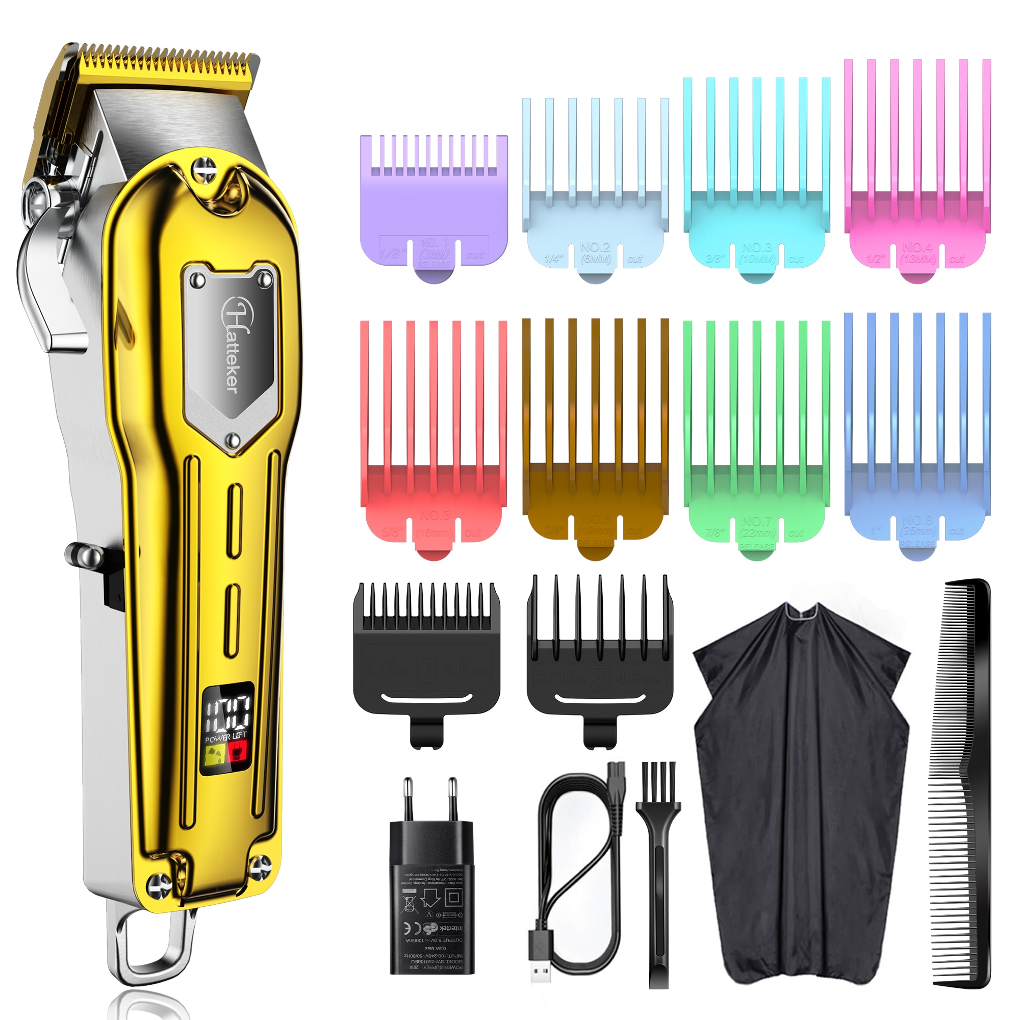 Surker All Metal Hair Clippers Men Cordless Hair Trimmer Maquina Cortar Pelo Haircut LCD Display Hairdresser