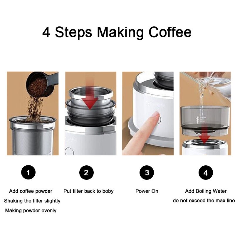 Mini cafetera de goteo portátil, máquina de café Espresso automática inalámbrica para viajar, acampar, senderismo, al aire libre, recomendado